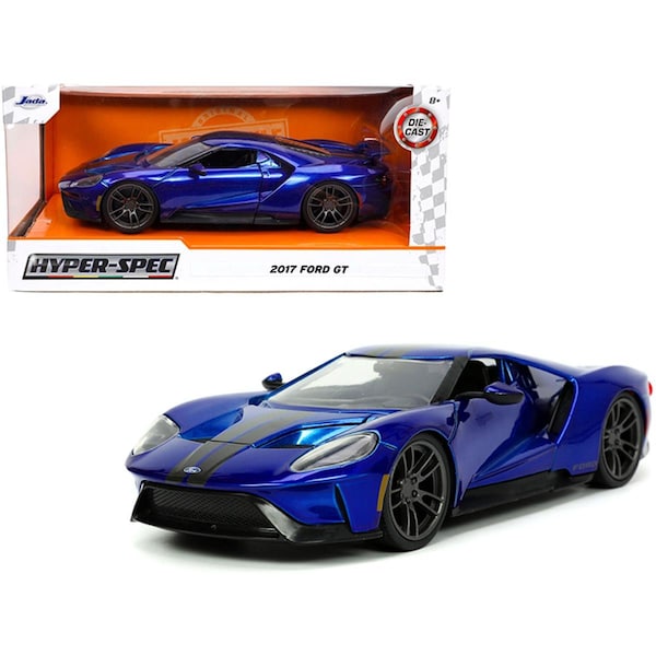 Endless Games 2017 Ford GT Candy Blue with Gray Stripes Hyper-Spec Series 1-24 Scale Diecast Model Car EN3470269 - main